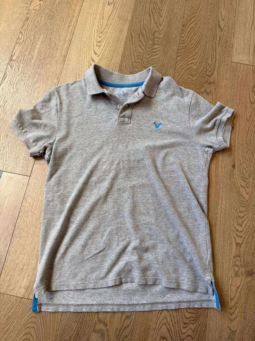 American Eagle Men's Classic Fit Pique Polo Shirt Heather Gray M